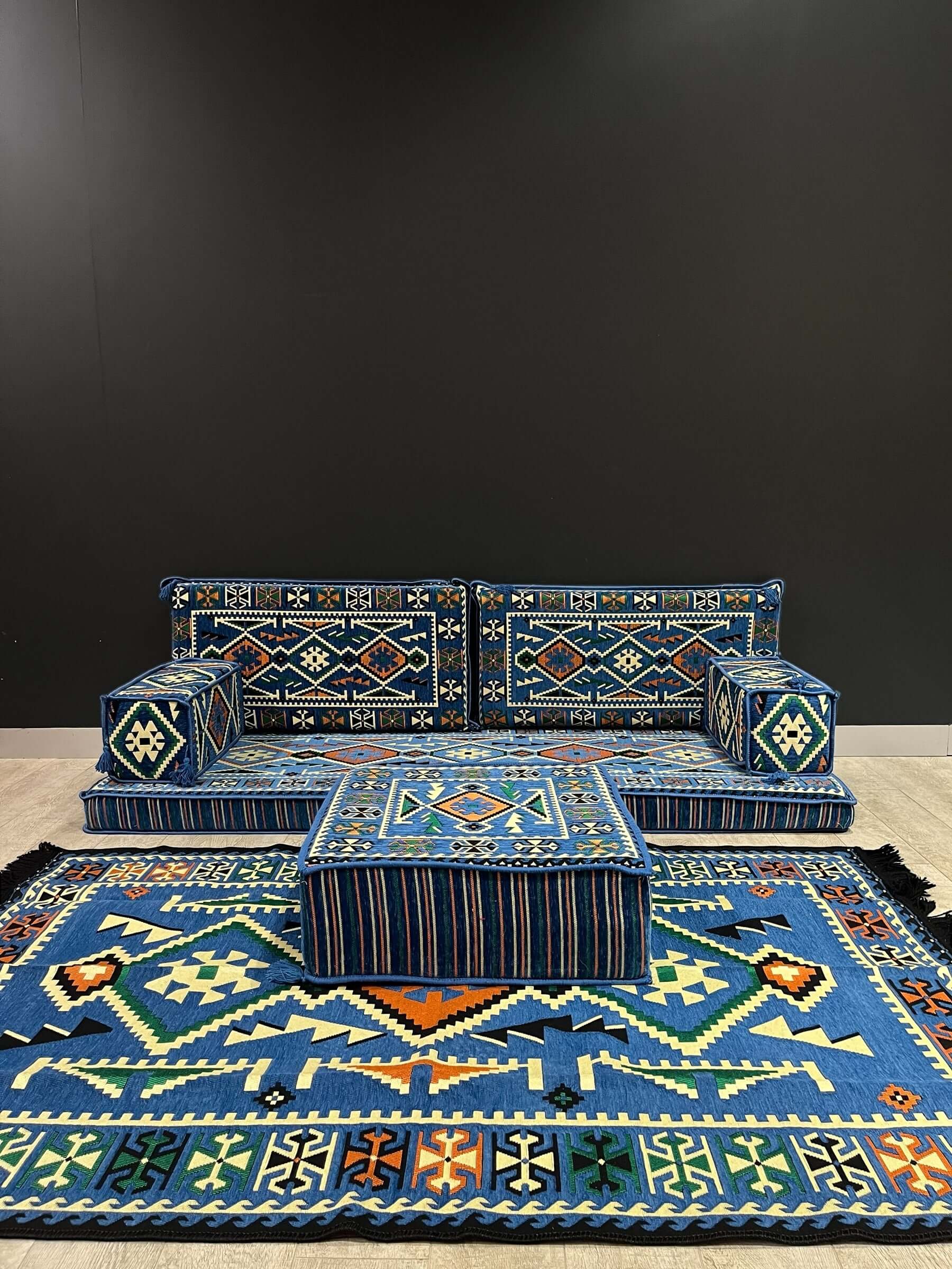 Arabian Majlis (Full Arabic Seat) Blue Serenity Arabic Seat   