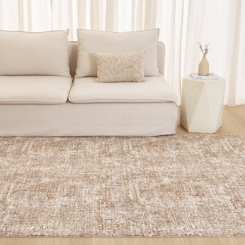 Alba A300 Beige Distressed Rug styled with furniture