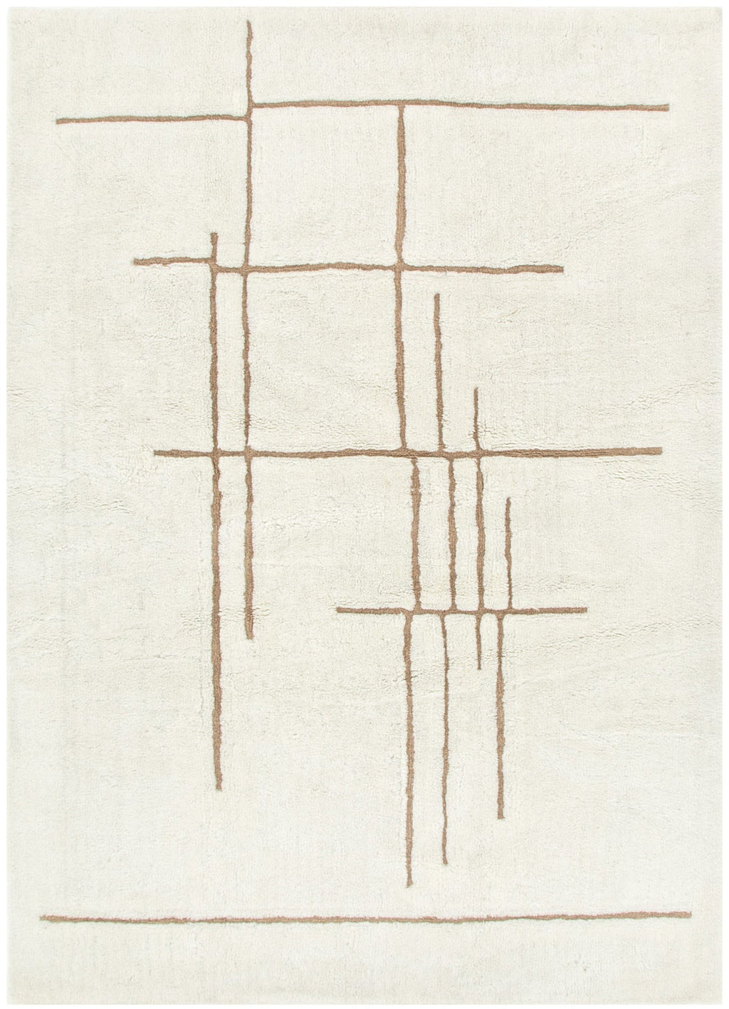 Highlands Abstract Beige Lines Washable Wool Rug – view 2