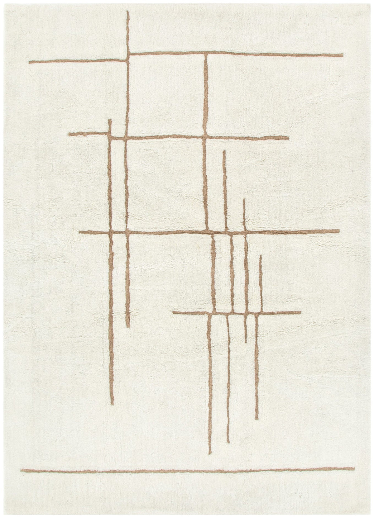 Highlands Abstract Beige Lines Washable Wool Rug – view 2