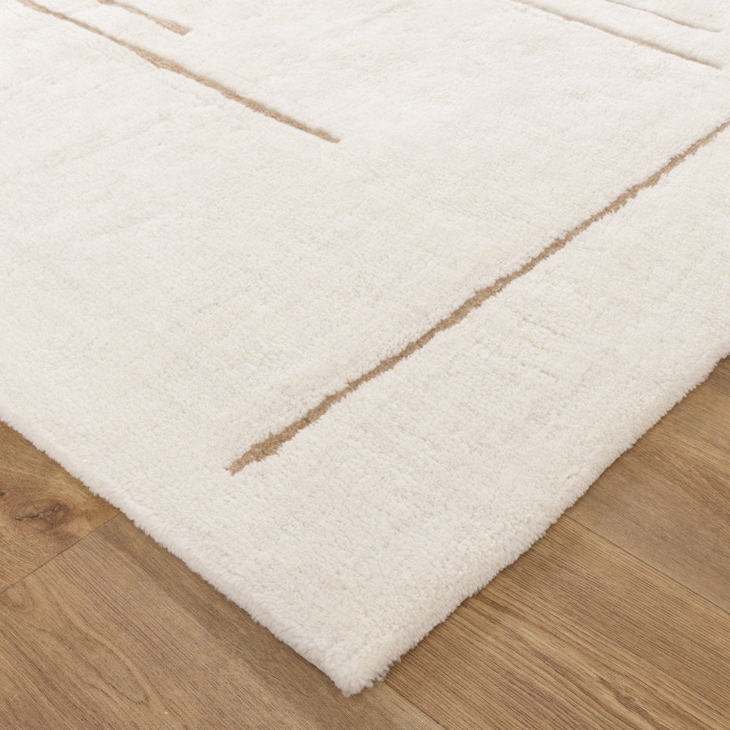 Highlands Abstract Beige Lines Washable Wool Rug – view 3