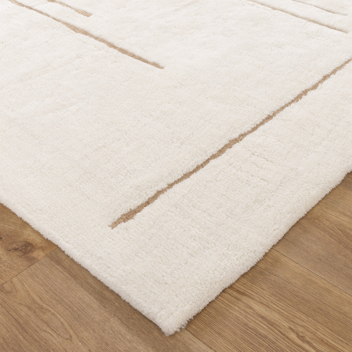 Highlands Abstract Beige Lines Washable Wool Rug – view 3
