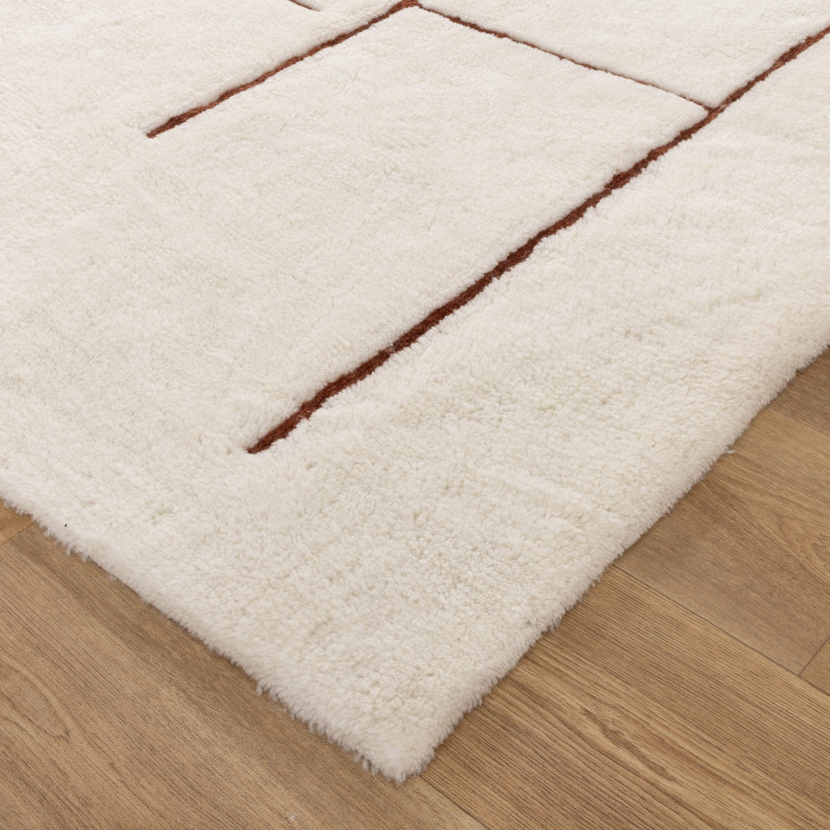 Highlands Abstract Terracotta Lines Washable Wool Rug – view 3