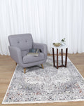 Almeras 23634-110 Grey Multicolour Medallion Rug styled with furniture