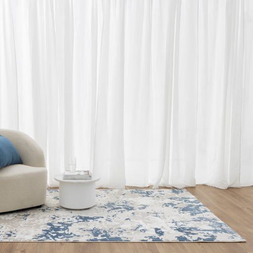 Amalfi Abstract Splash Blue Multi Rug - AMAL03 styled with furniture