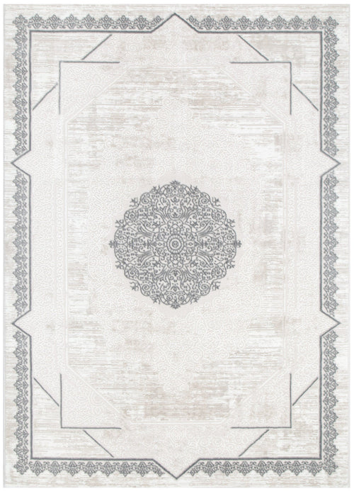 Amalfi Oriental Border Medallion Cream Grey Rug - AMAL07 – view 2