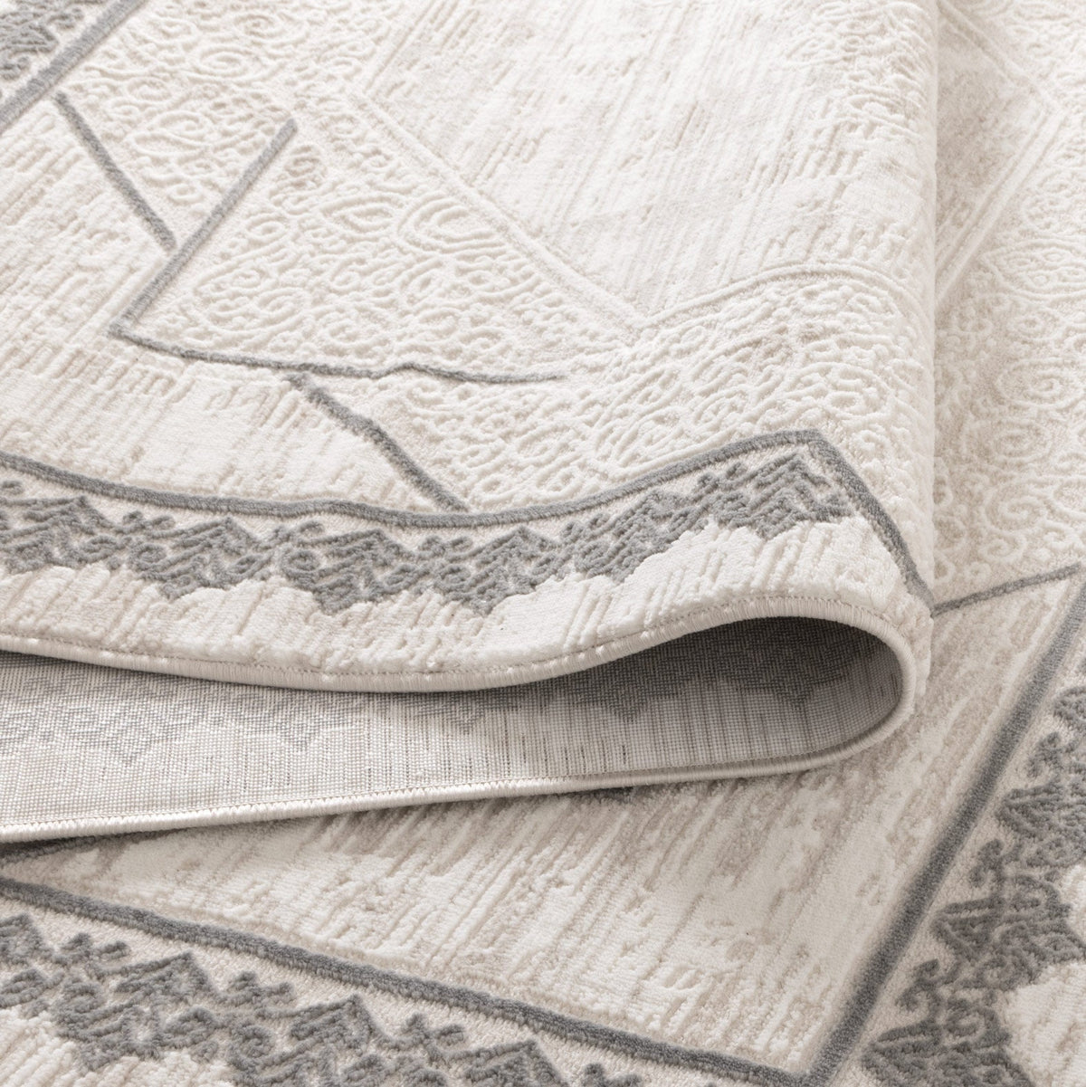Amalfi Oriental Border Medallion Cream Grey Rug - AMAL07 – view 4