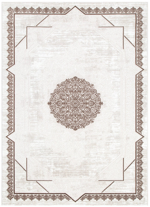 Amalfi Oriental Border Medallion Cream Brown Rug - AMAL08 – view 2