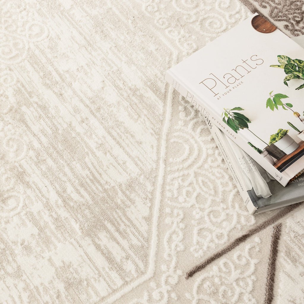 Amalfi Oriental Border Medallion Cream Brown Rug - AMAL08 – view 5