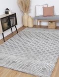 Amritsar Ajnala Grey Cotton Blend Rug styled with furniture