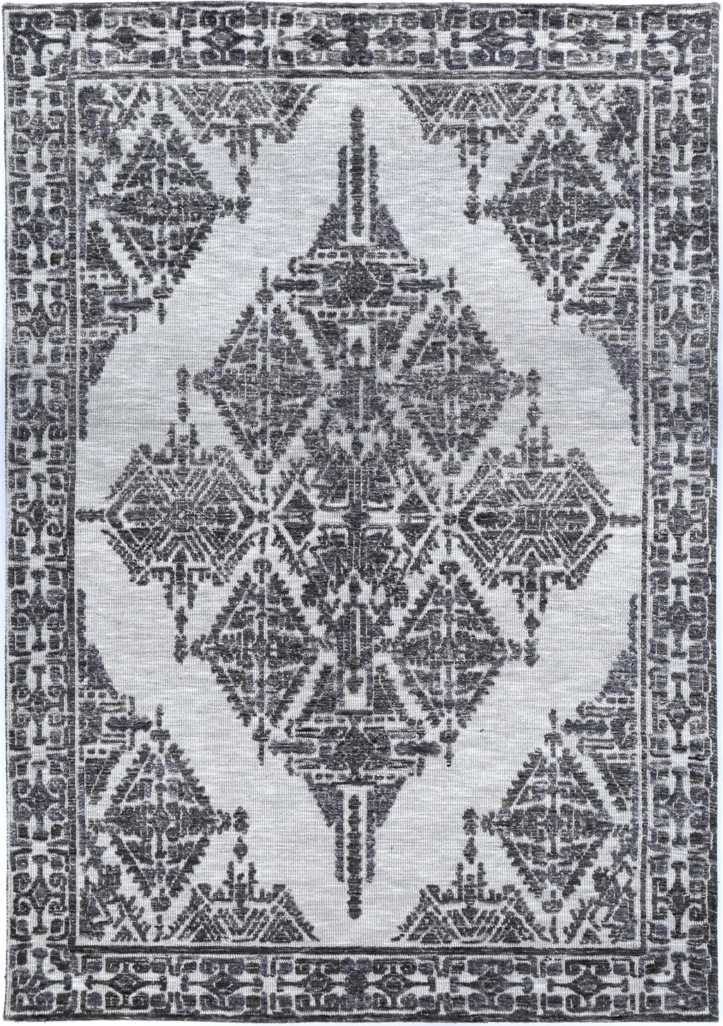 Amritsar Beas Grey Geometric Rug – view 2