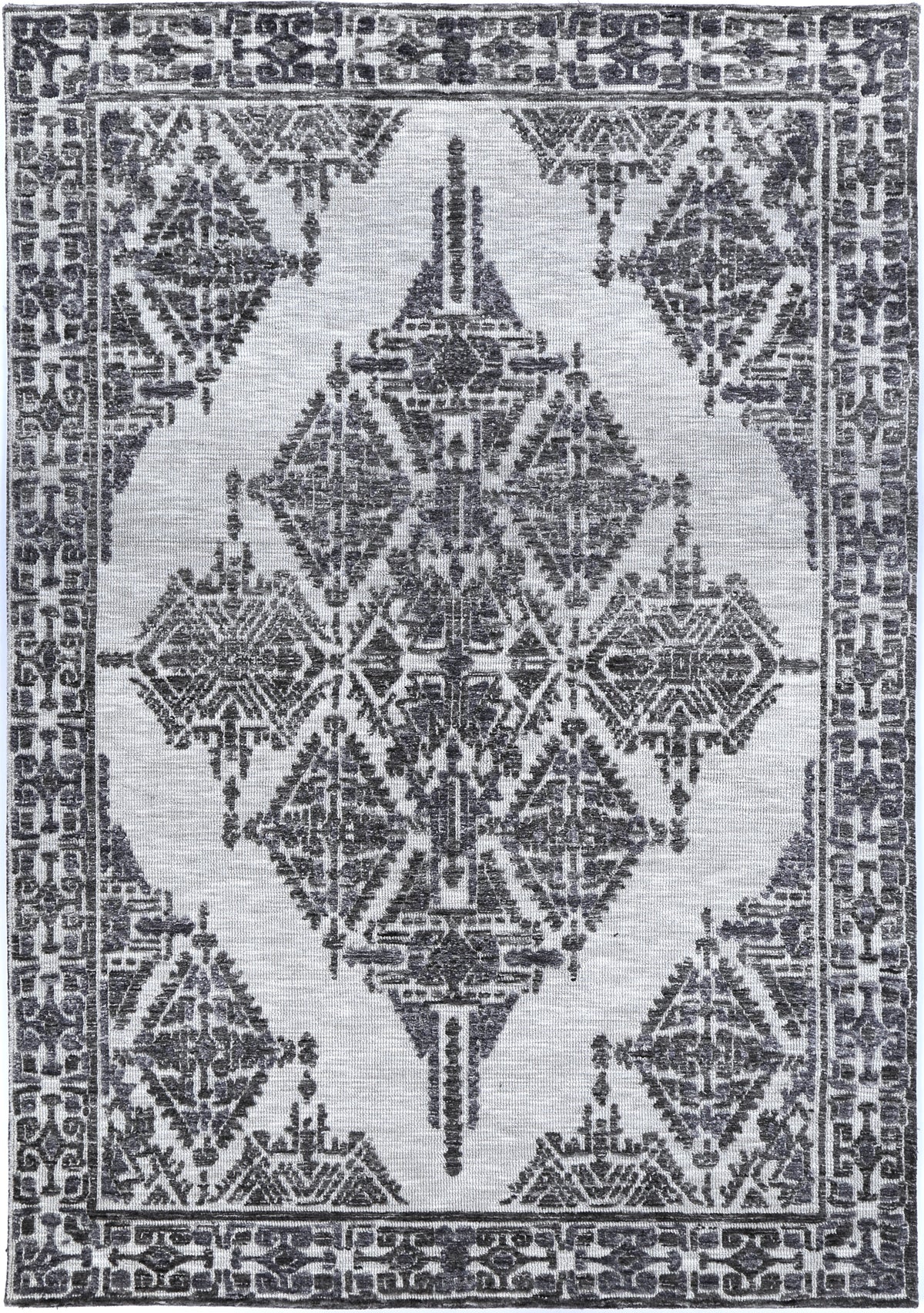 Amritsar Beas Grey Geometric Rug – view 2