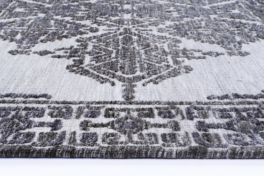 Amritsar Beas Grey Geometric Rug – view 3