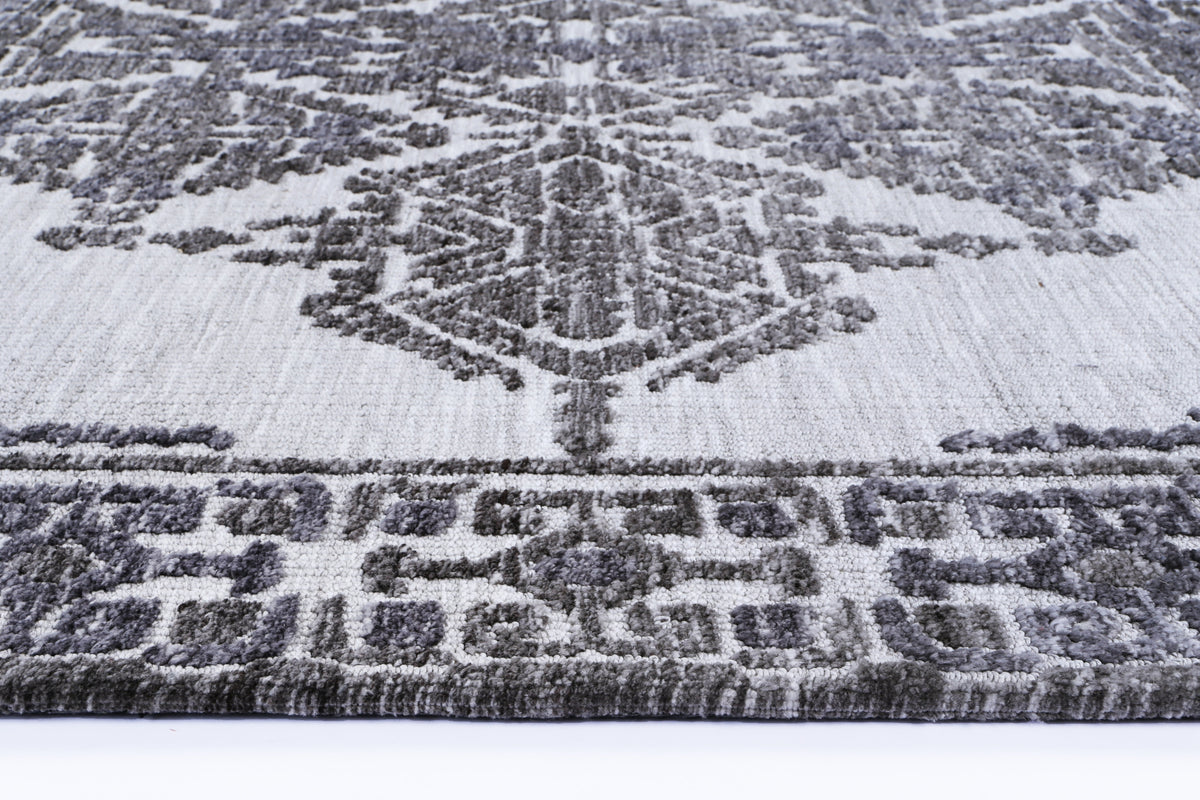 Amritsar Beas Grey Geometric Rug – view 3