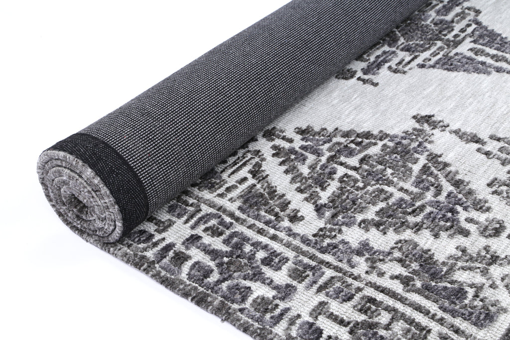 Amritsar Beas Grey Geometric Rug – view 5