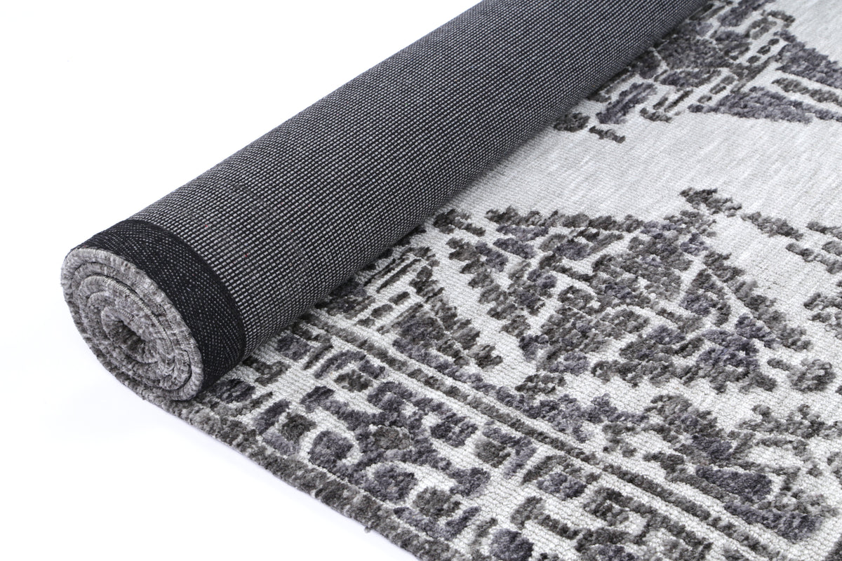 Amritsar Beas Grey Geometric Rug – view 5