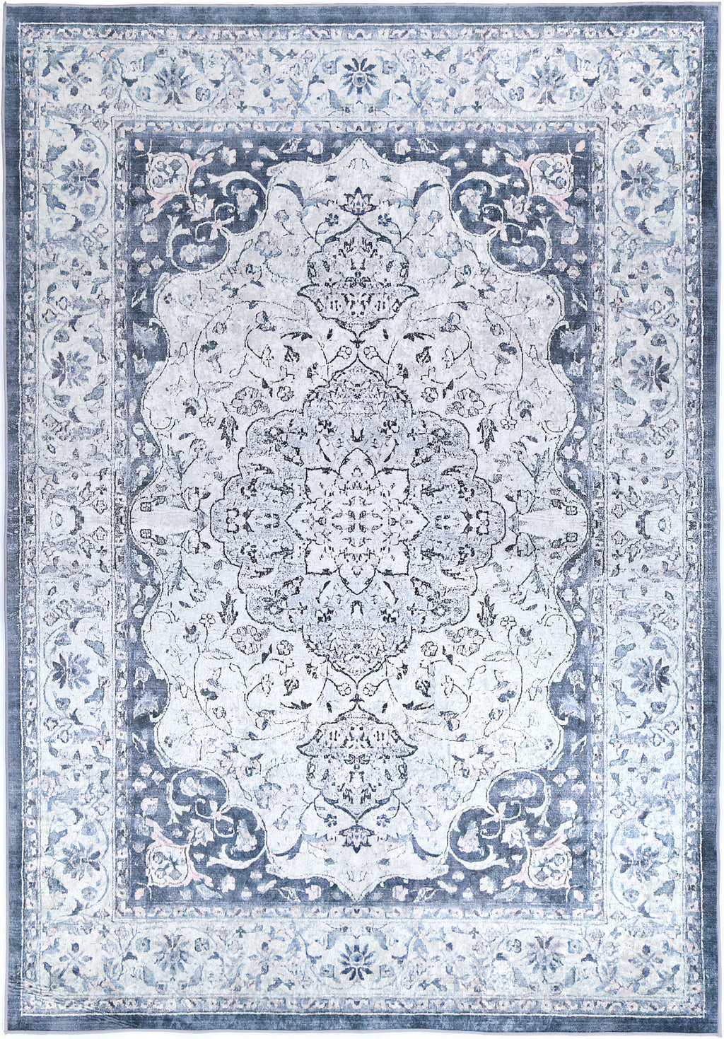 Angelic Navy Medallion Non-Slip Rug - ANGE02 – view 2