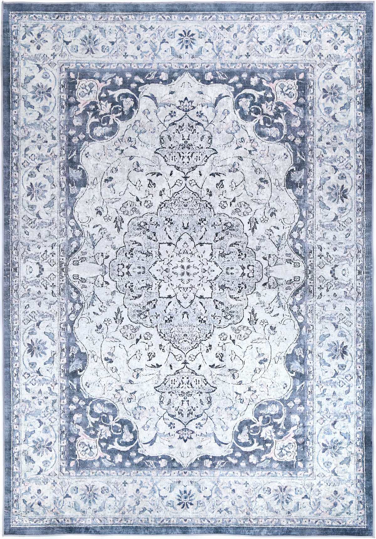 Angelic Navy Medallion Non-Slip Rug - ANGE02 – view 2