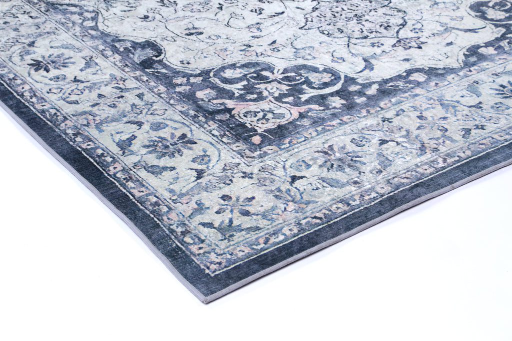 Angelic Navy Medallion Non-Slip Rug - ANGE02 – view 4