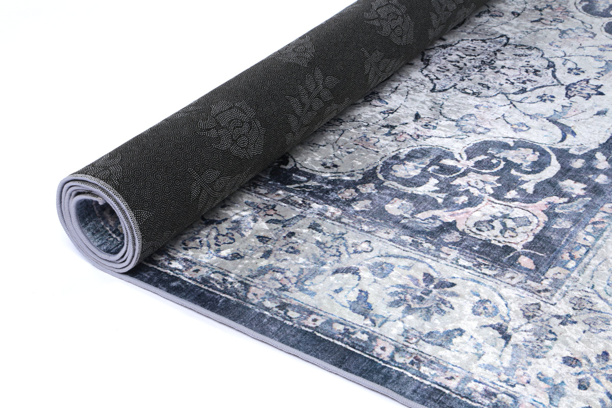 Angelic Navy Medallion Non-Slip Rug - ANGE02 – view 5