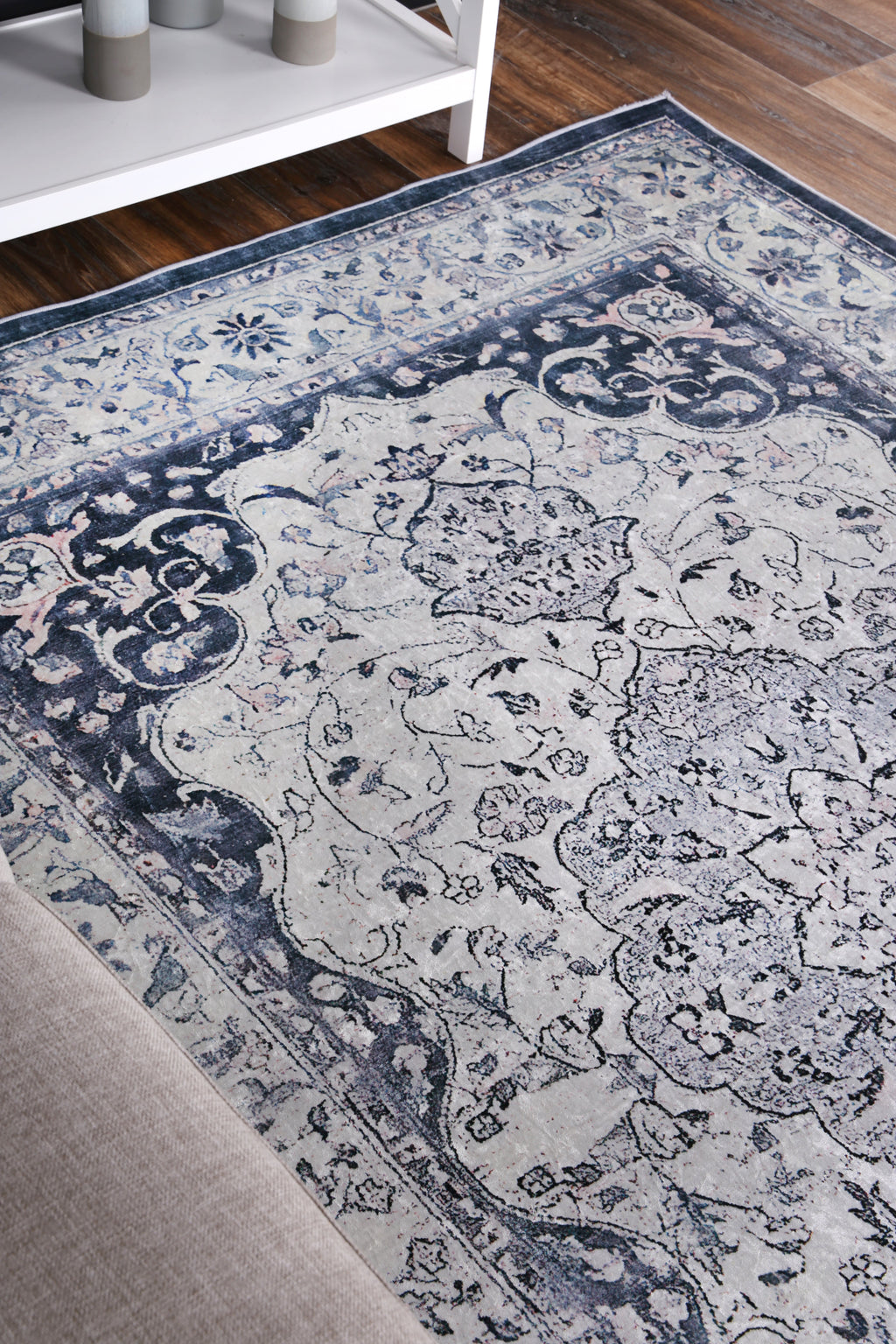 Angelic Navy Medallion Non-Slip Rug - ANGE02 – view 6
