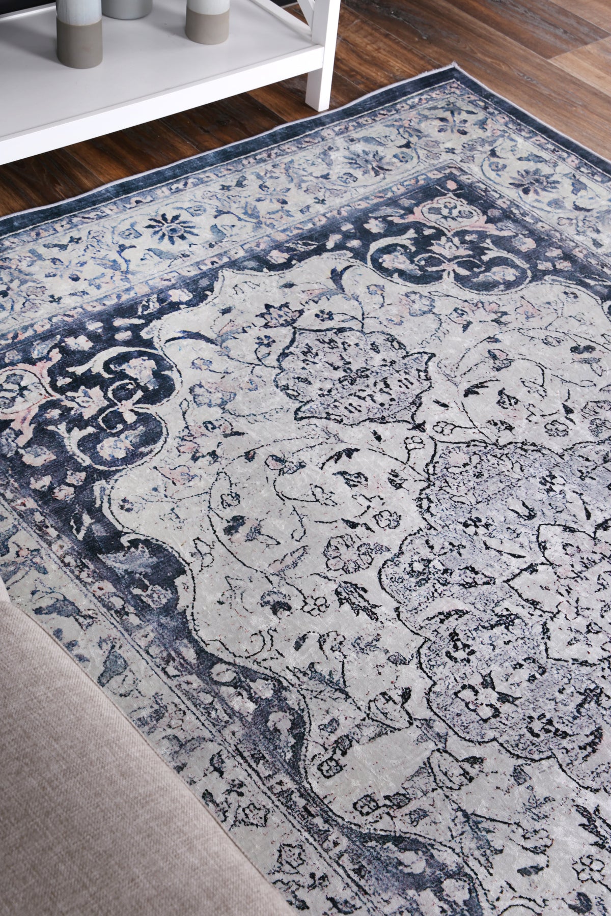 Angelic Navy Medallion Non-Slip Rug - ANGE02 – view 6