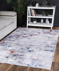 Angelic Painting Grey Multi Non-Slip Rug - ANGE08 styled with furniture