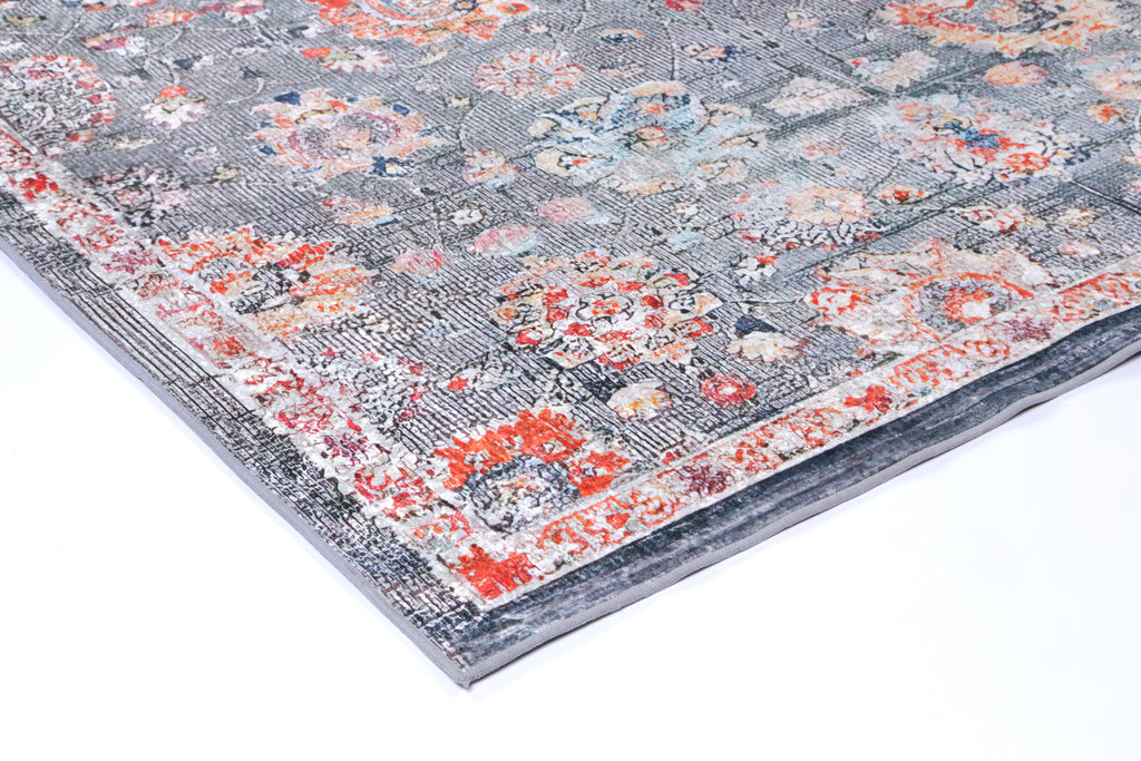 Angelic Distressed Floral Grey Multi Non-Slip Rug - ANGE12 – view 4