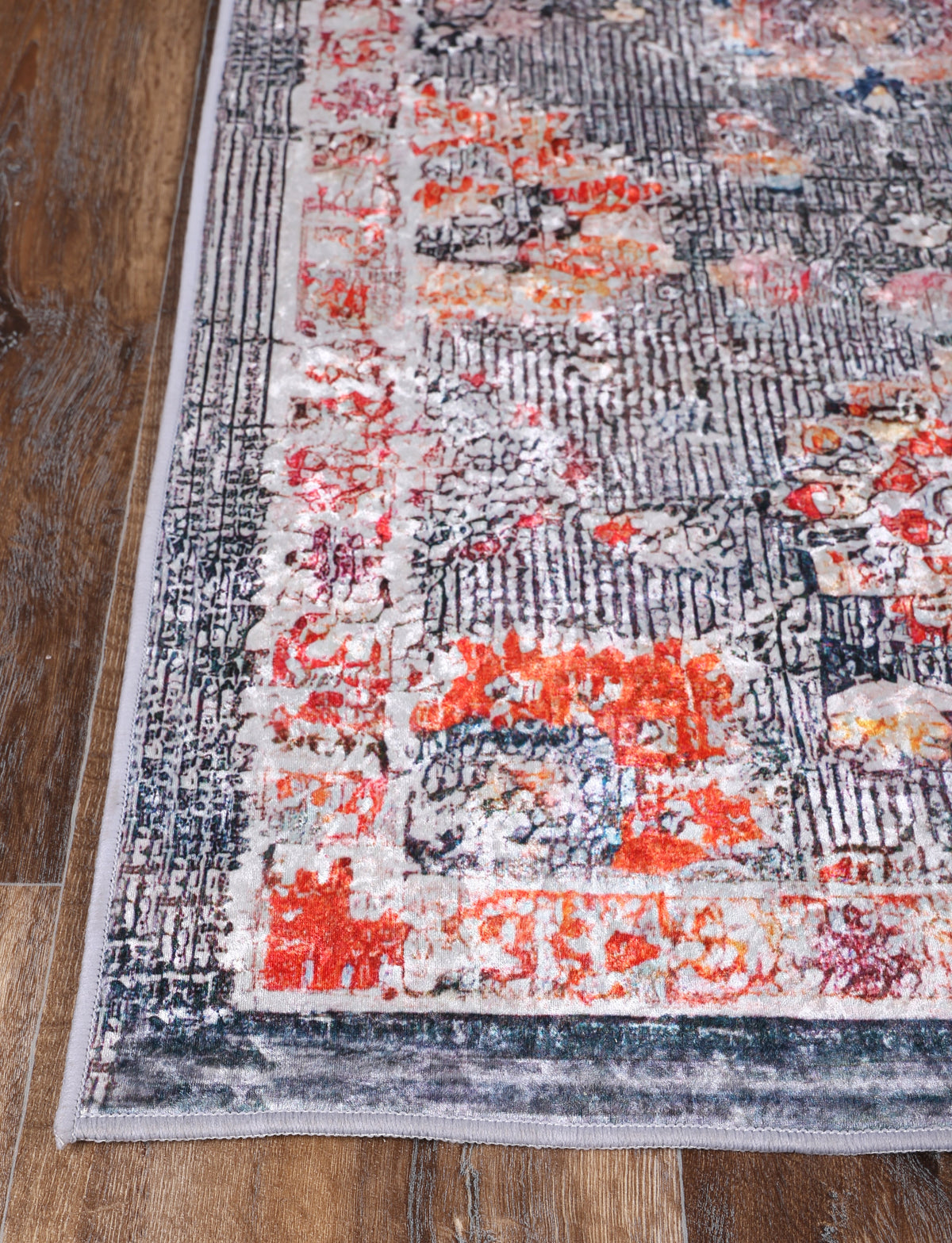 Angelic Distressed Floral Grey Multi Non-Slip Rug - ANGE12 – view 7
