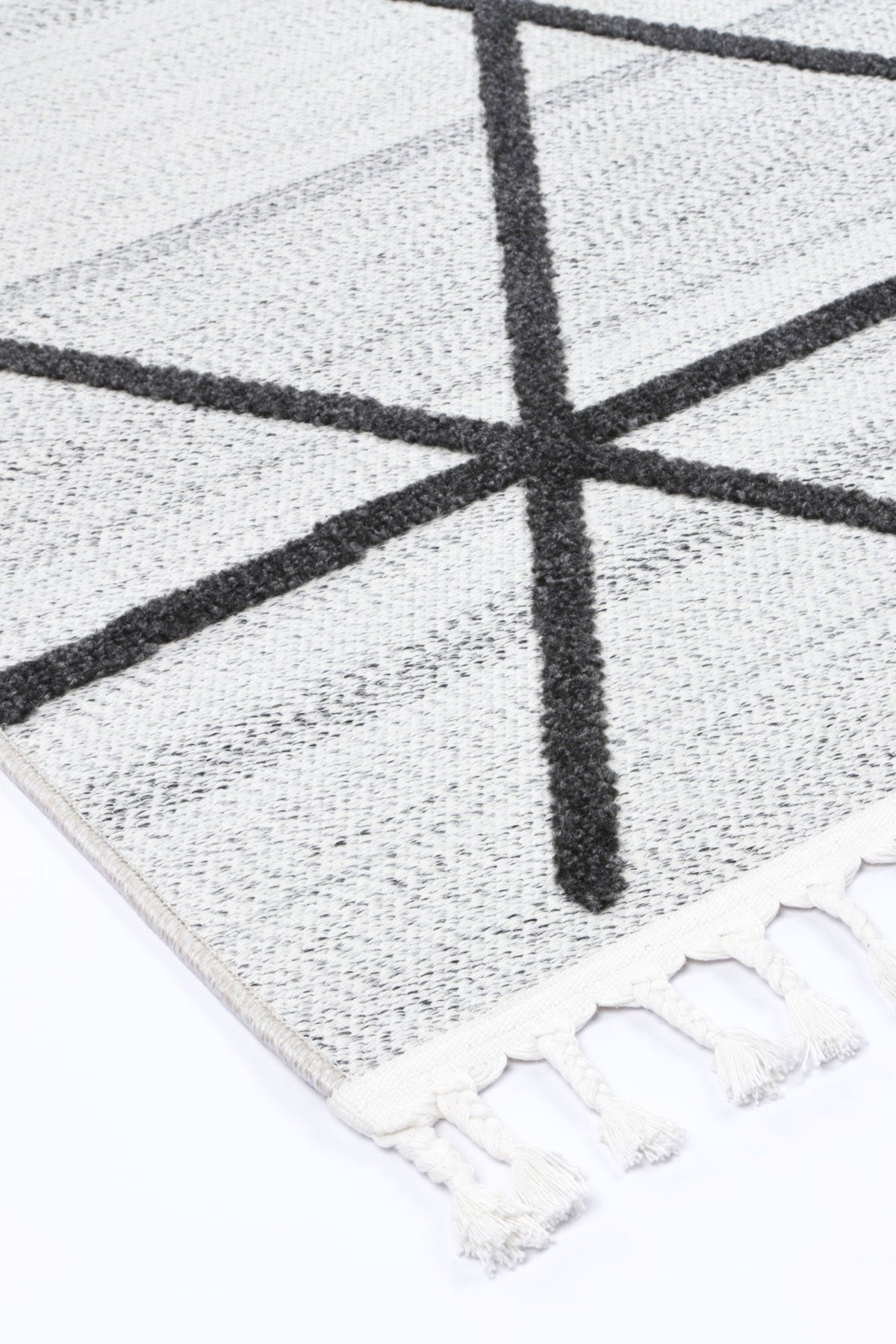 Ares Trojan Geometric Ivory and Anthracite Rug – view 5