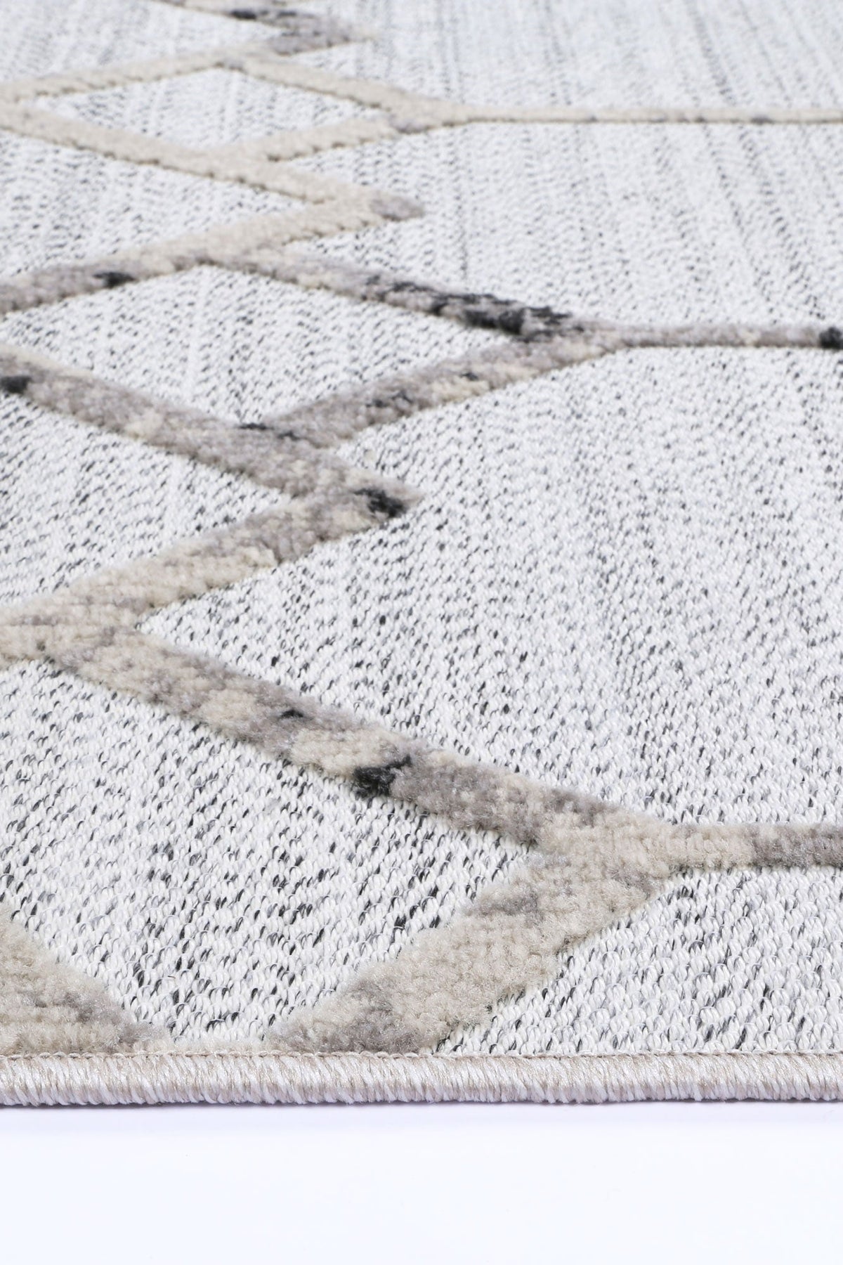 Ares Dorian Geometric Cream and Taupe Rug – view 3