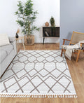 Ares Lelantine Geometric Cream and Brown Rug styled with furniture