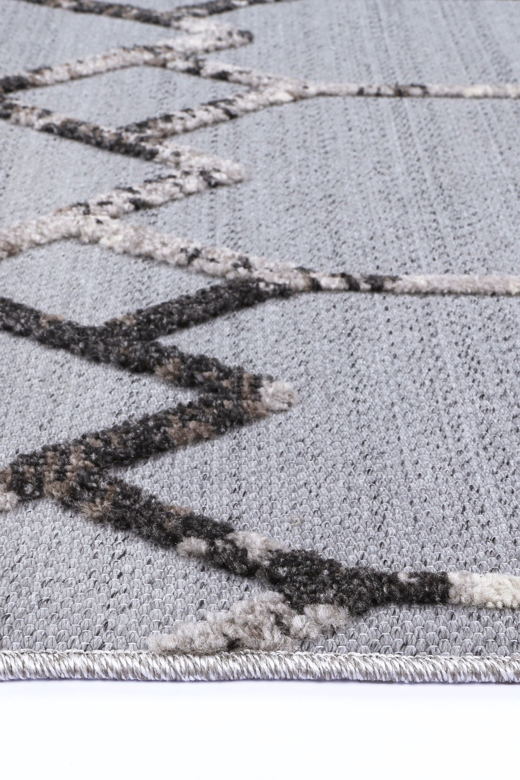 Ares Meliac Geometric Grey and Taupe Rug – view 3