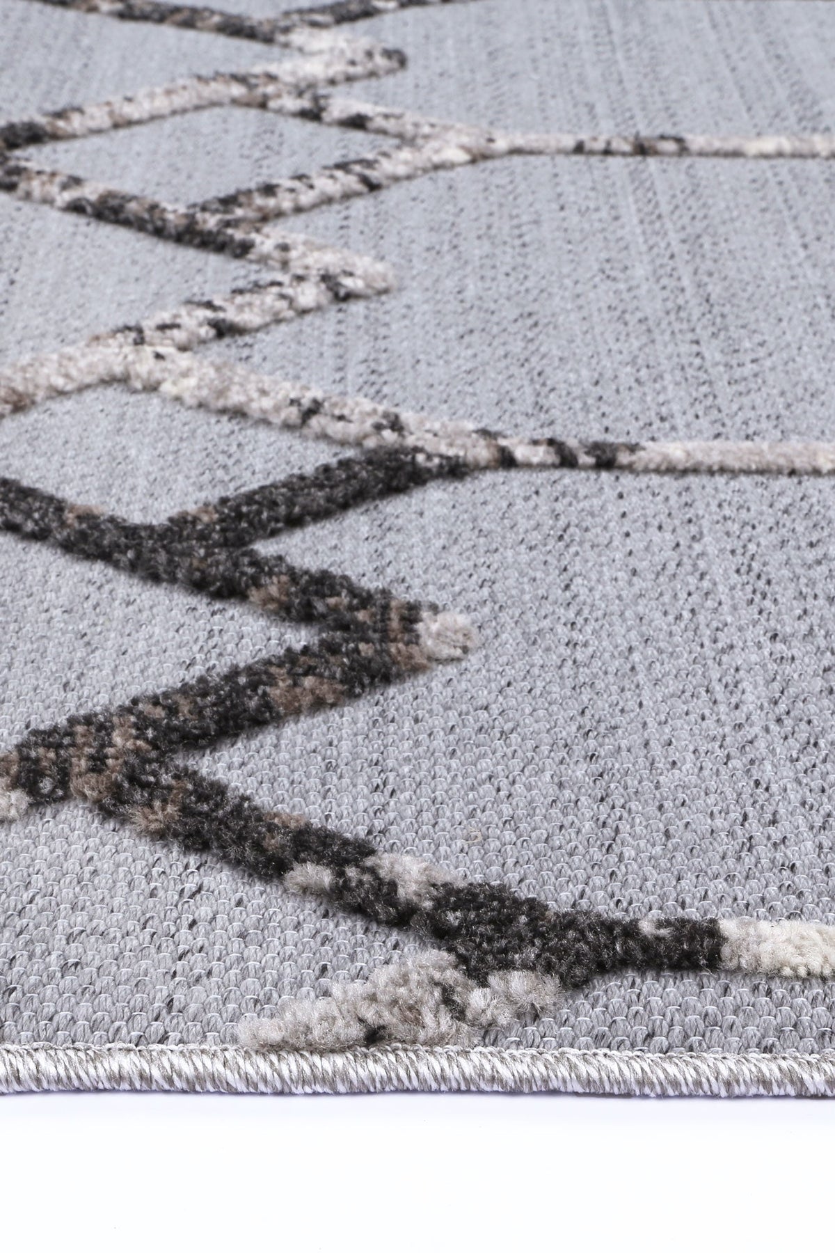 Ares Meliac Geometric Grey and Taupe Rug – view 3