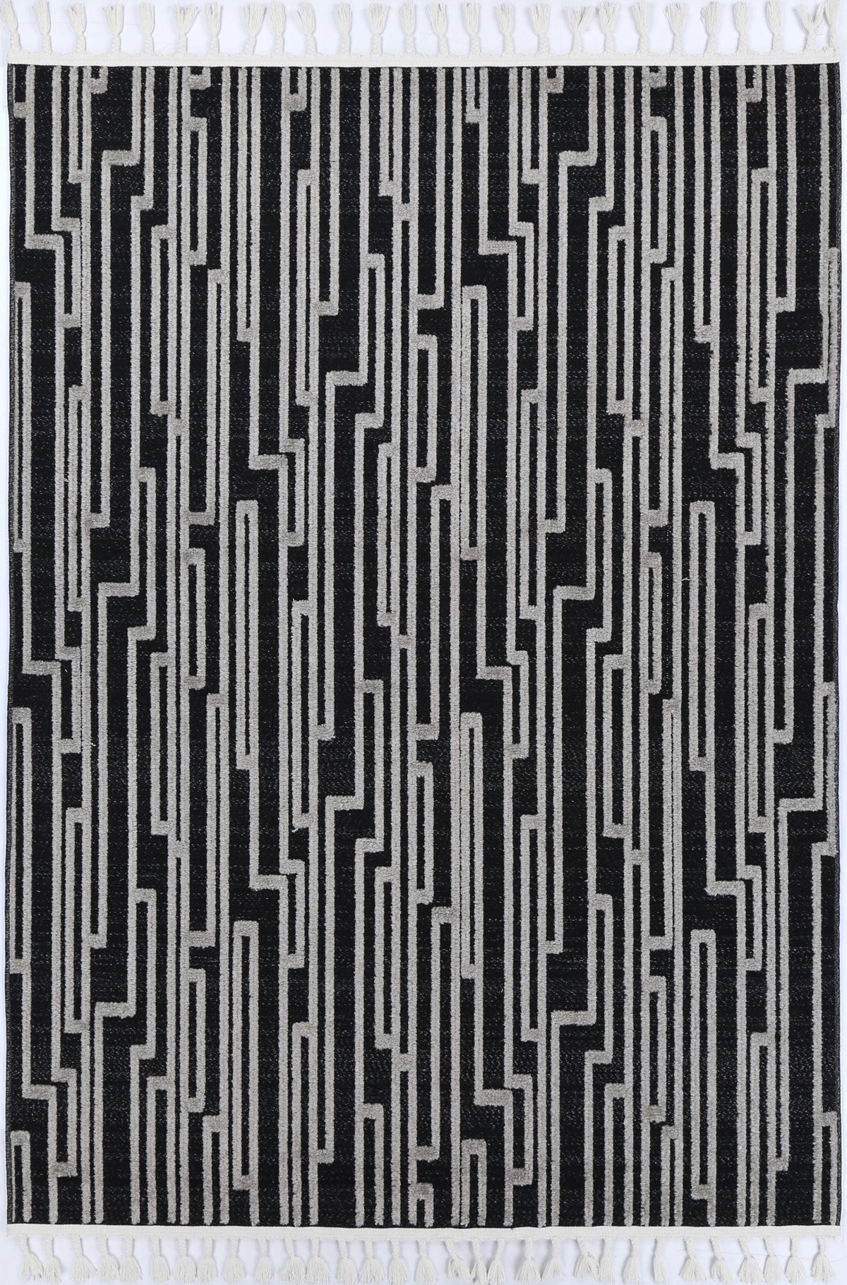 Ares Arcadia Geometric Black and White Rug – view 2