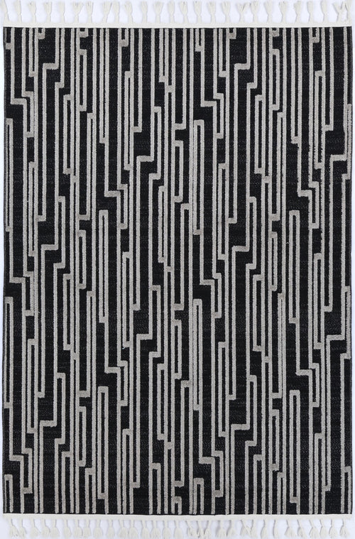 Ares Arcadia Geometric Black and White Rug – view 2