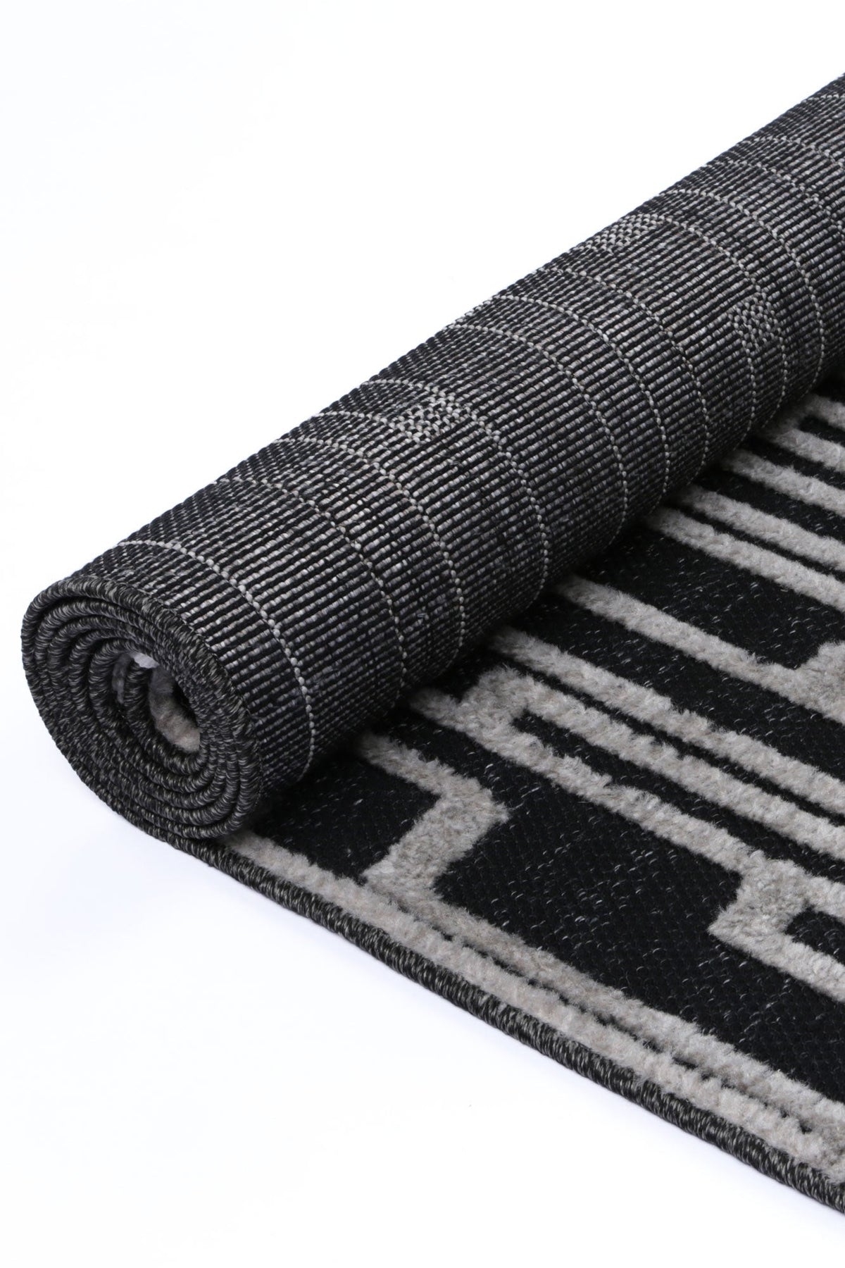 Ares Arcadia Geometric Black and White Rug – view 4