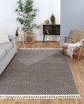 Ares Thasos Overlay Taupe Rug styled with furniture