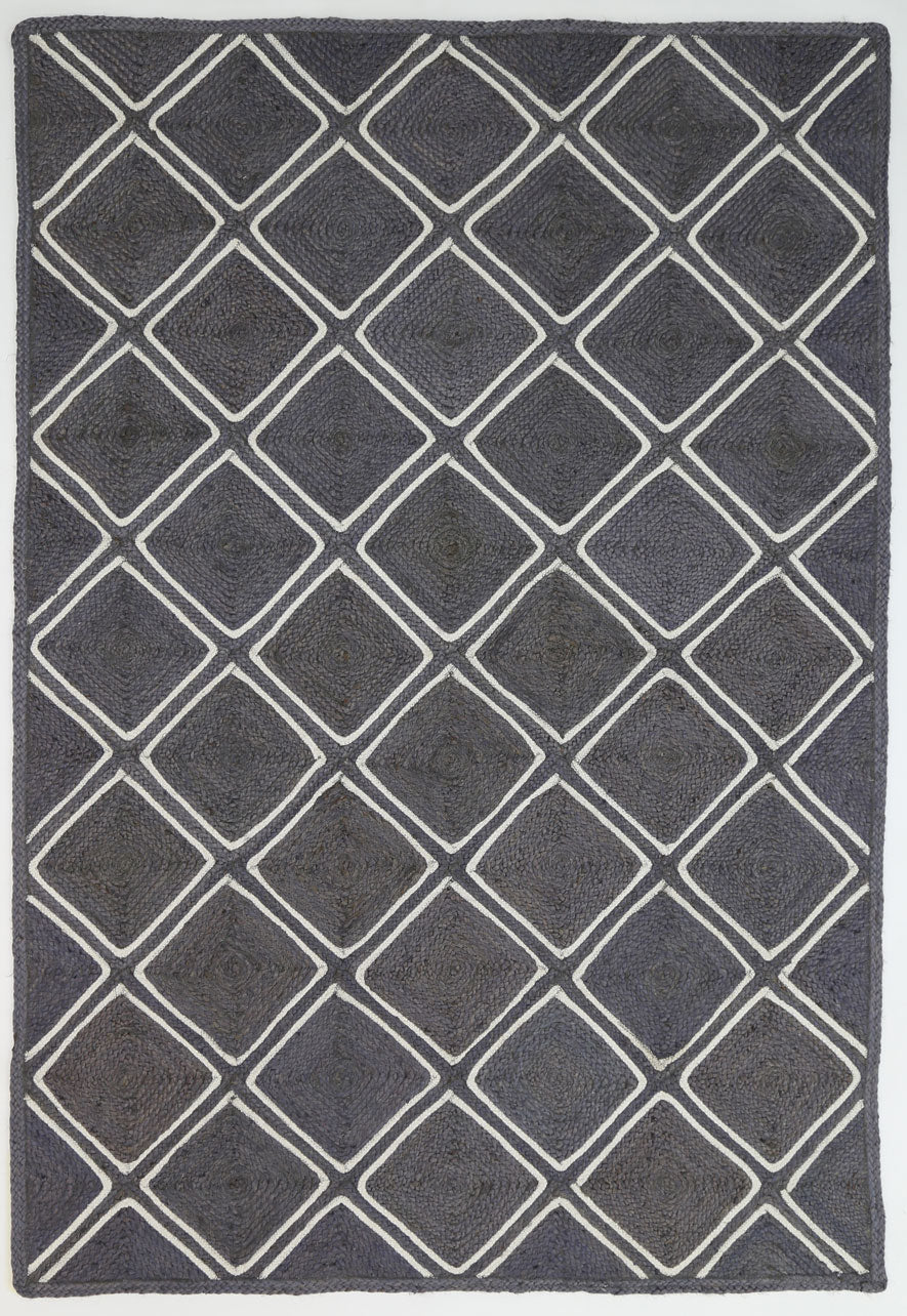 Artisan Grey Parquetry Jute Cotton Rug – view 2