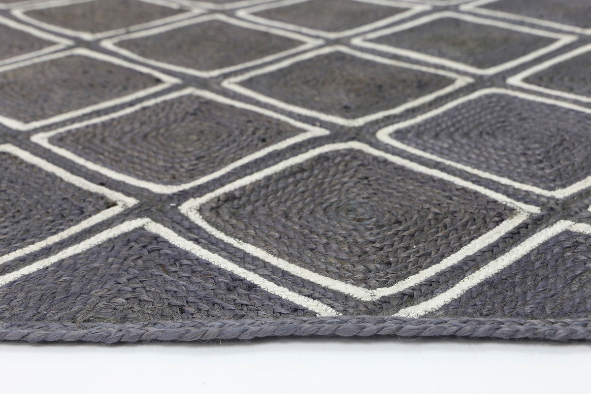 Artisan Grey Parquetry Jute Cotton Rug – view 3