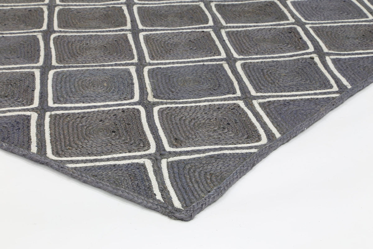 Artisan Grey Parquetry Jute Cotton Rug – view 4