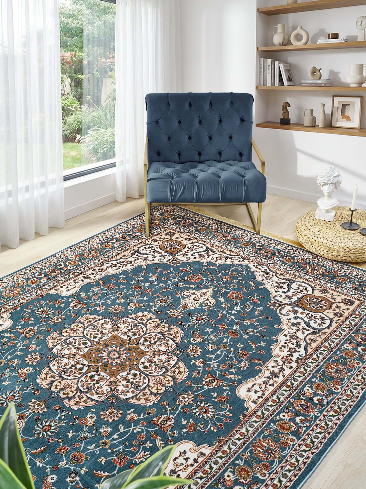 Asaryun Rugs H3846A Blue-Blue - Turkish Elegance