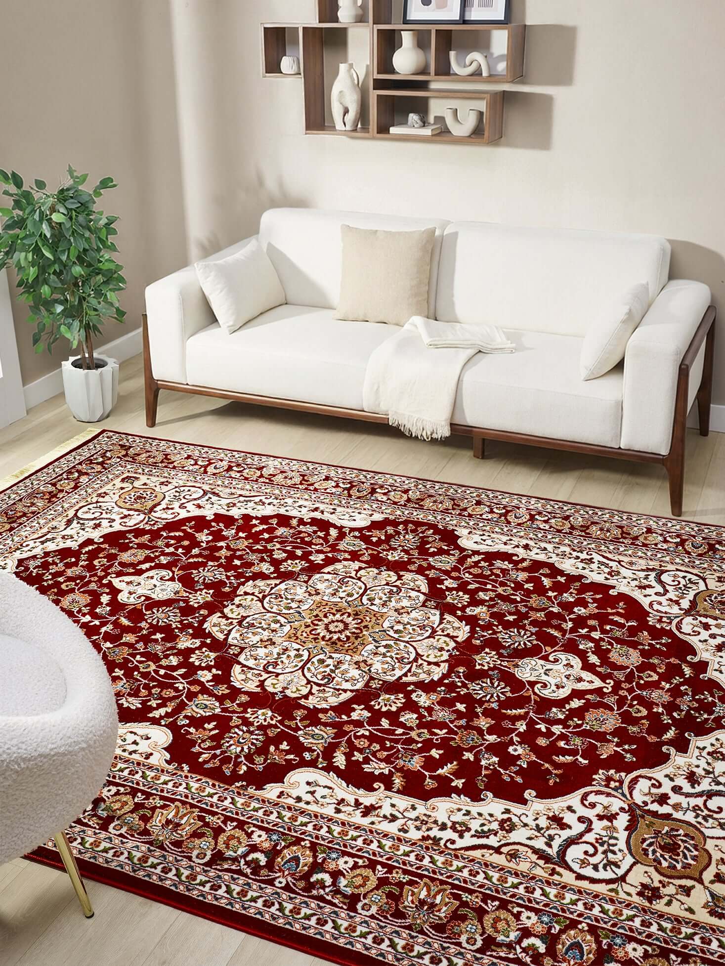 Asaryun Rugs H3846A Turkish Rug in Maroon - Elegant Design