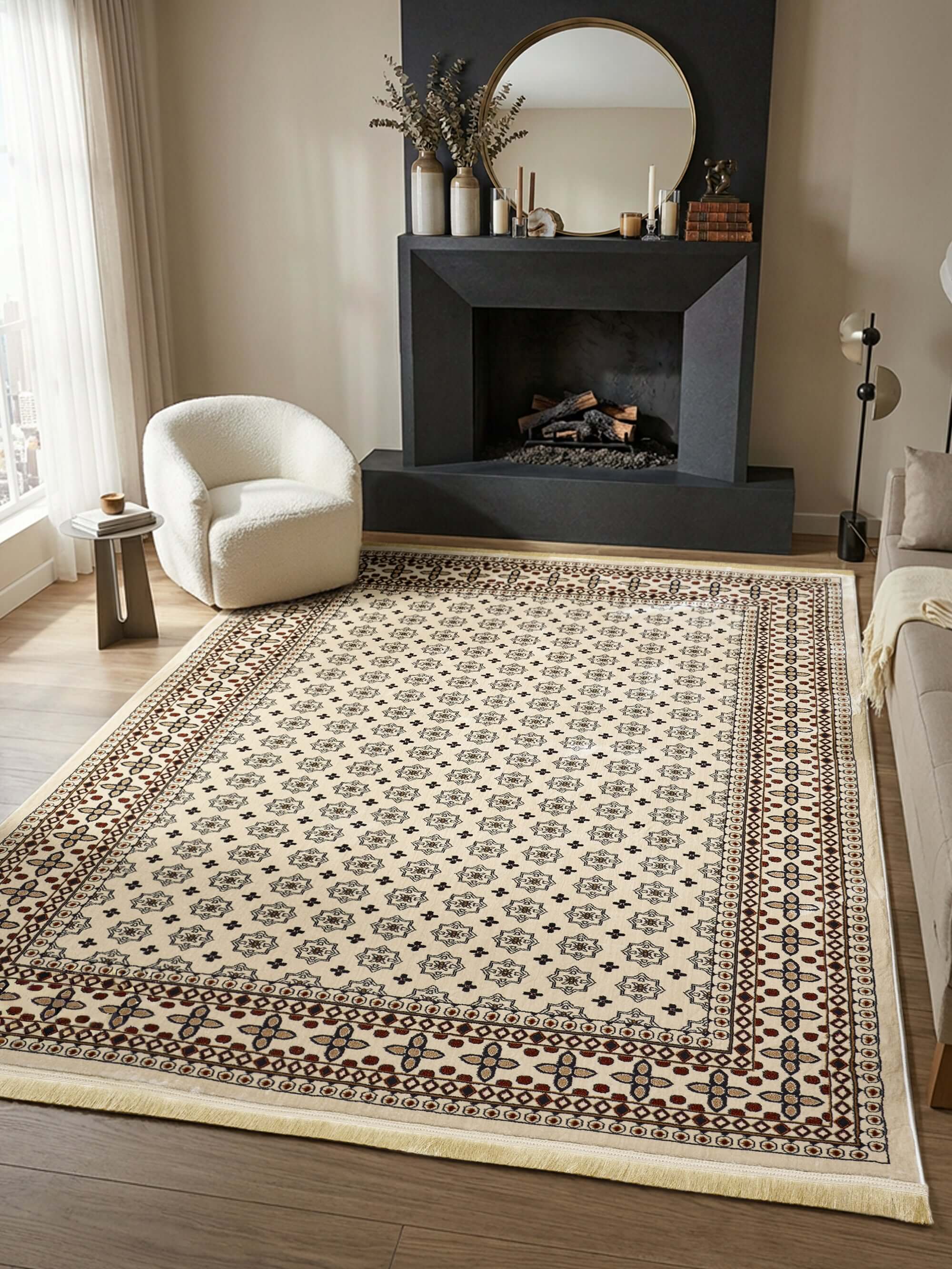 Asaryun Rugs H3990A Turkish Cream Rug - Elegant Home Decor