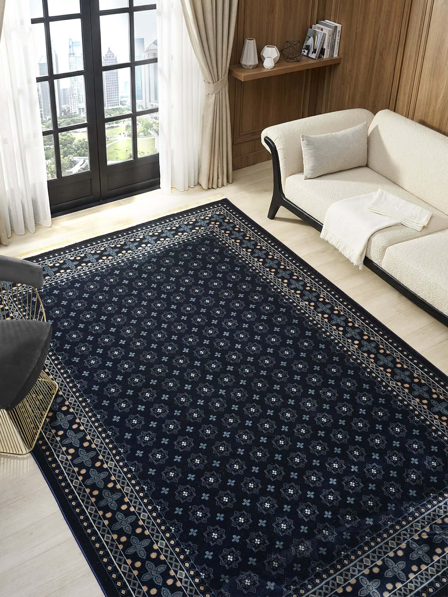 Asaryun Rugs H3990A - Navy Turkish Rug for Modern Homes