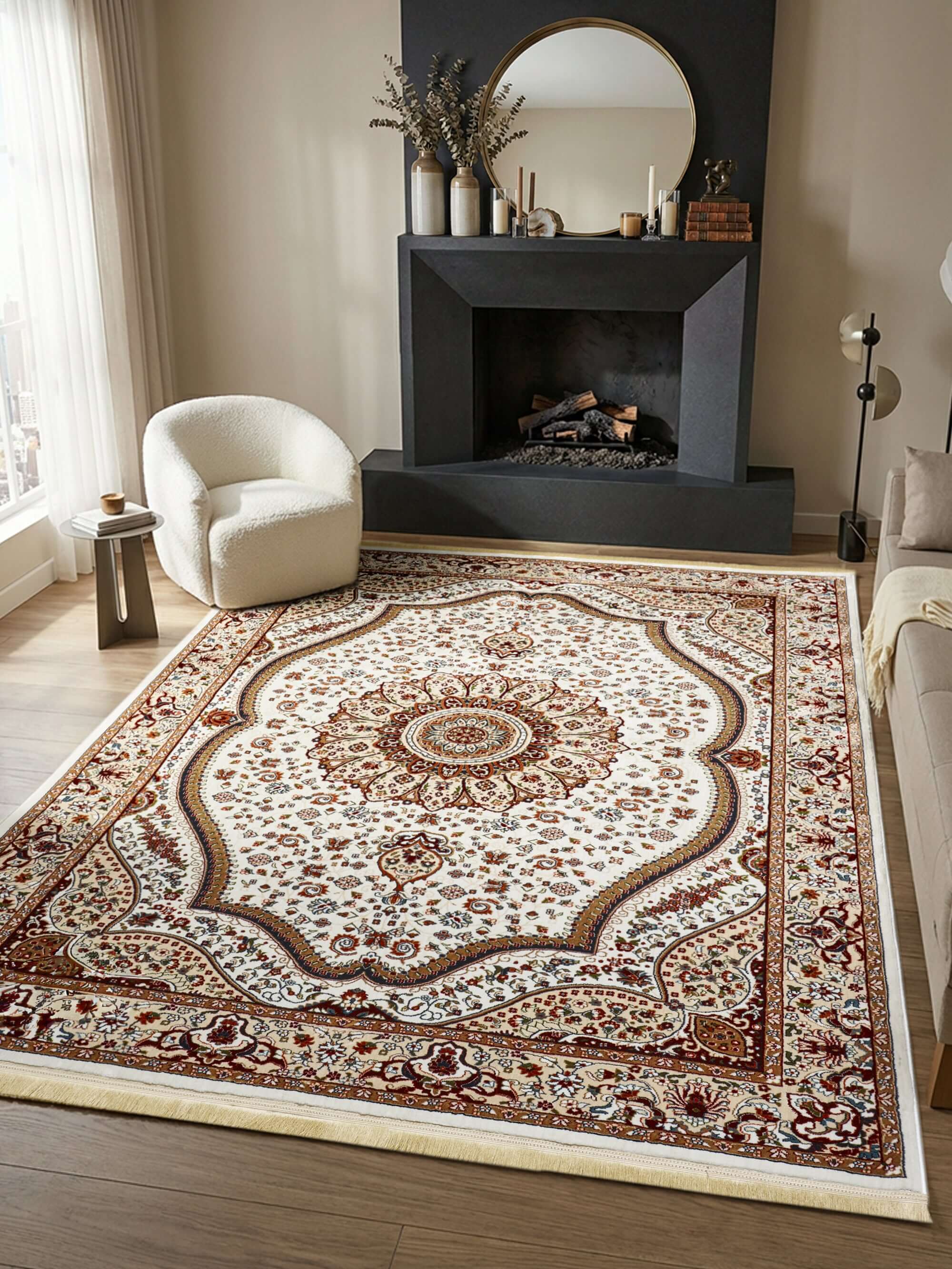 Asaryun Rugs H4158A Turkish Rug Cream - Elegant & Durable