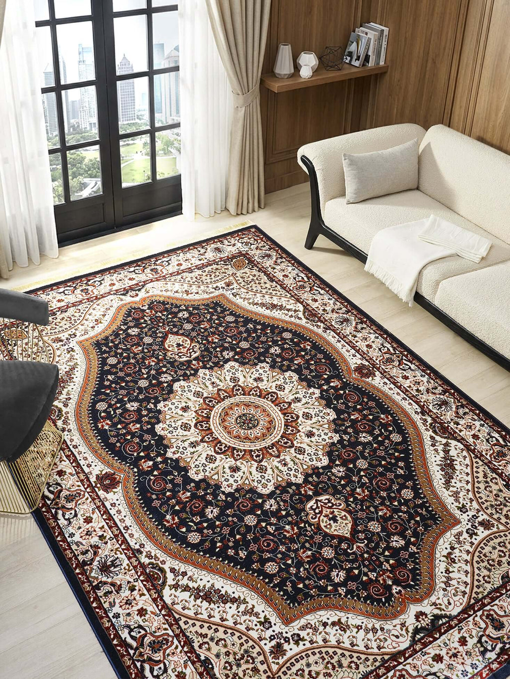 Asaryun Rugs - H4158A Navy Turkish Rug for Modern Homes