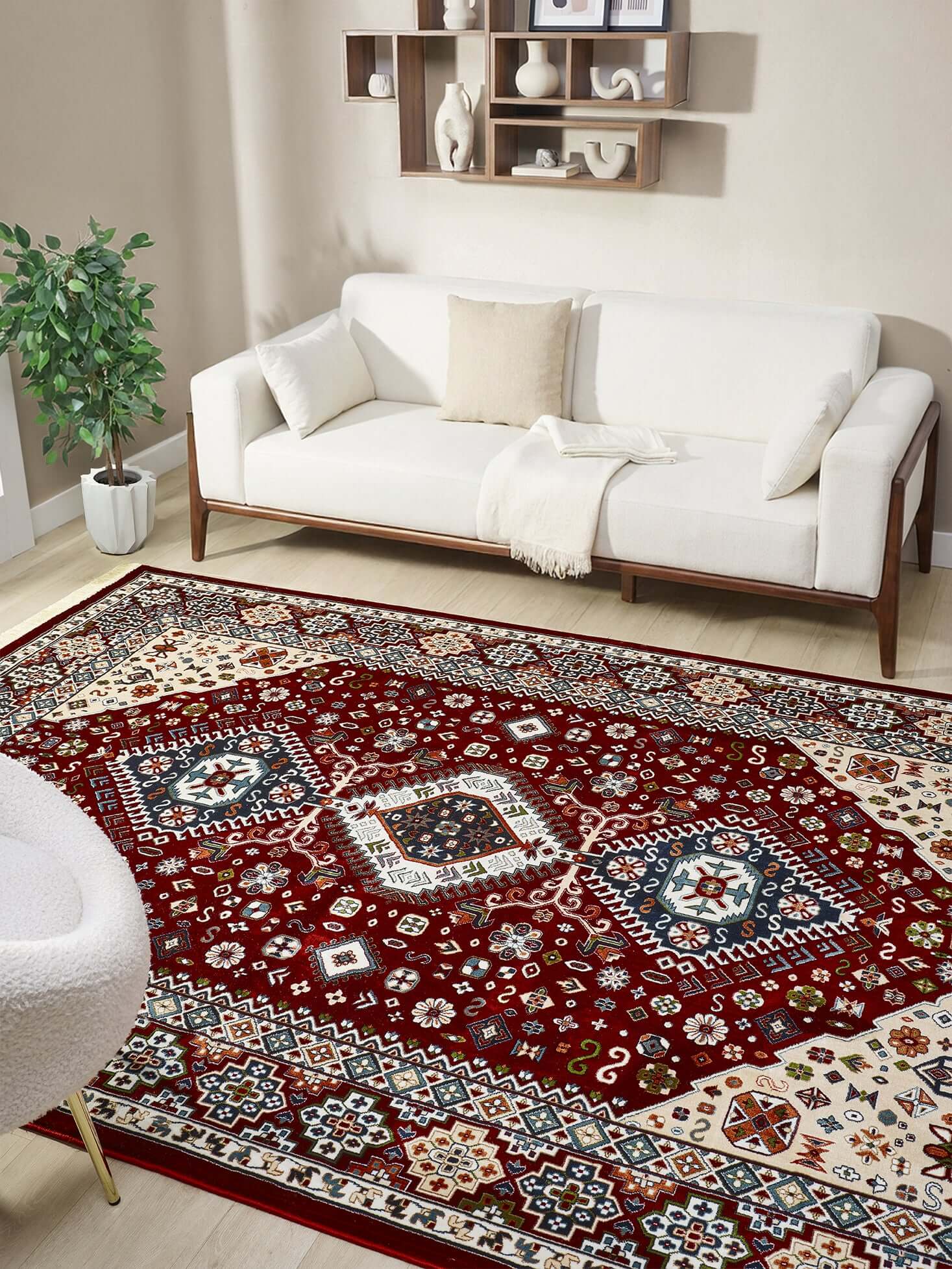 Asaryun Rugs H4320A Turkish Dark Red Rug for Elegance