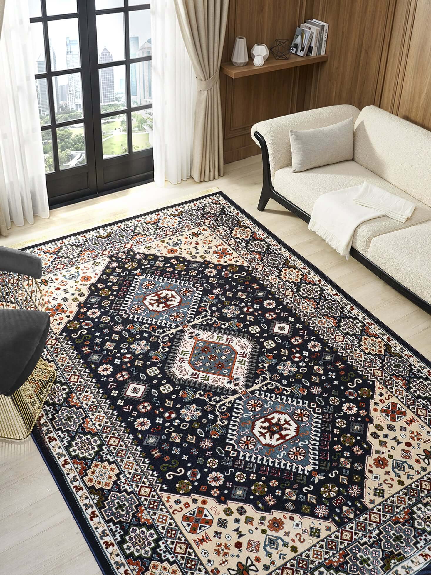 Asaryun Rugs H4320A - Elegant Turkish Style in Navy