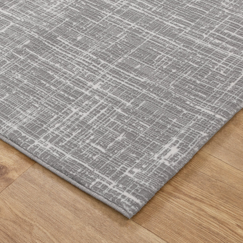 Atina Distressed Geo Lines Grey Rug - AT02 – view 3